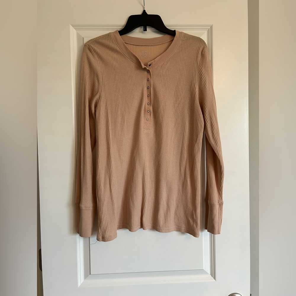 aerie Ribbed Fitted Henley